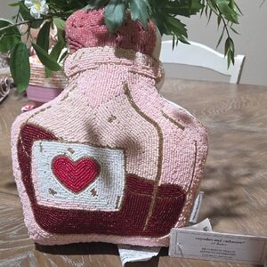 Cupcakes and Cashmere Beaded Heart Pillow